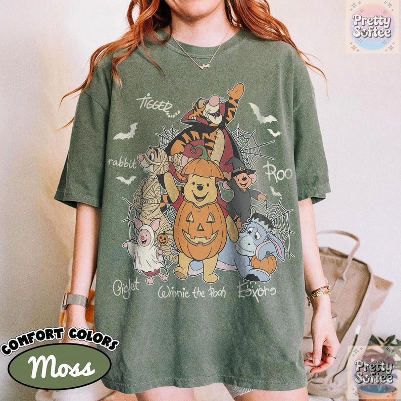 Retro Winnie The Pooh Halloween Signature Shirt, Pooh Bear Pumpkin Spooky Season Tee, Tigger Piglet Eeyore, Disney Family Vacation Gift