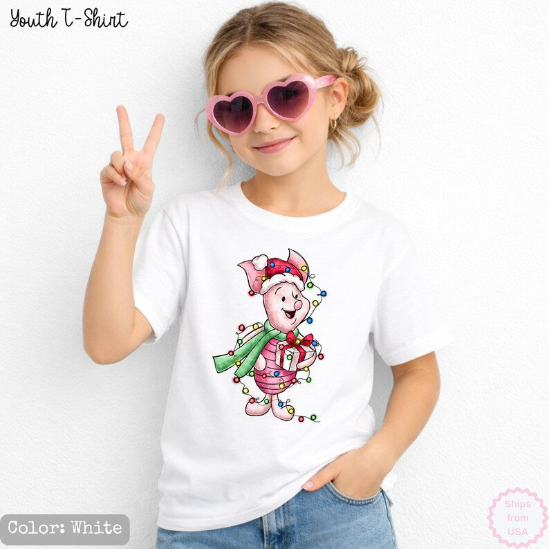 Winnie the Pooh Characters Christmas Shirt,The Pooh Eeyore Tigger Piglet Family Matching Christmas Tee,Disney Christmas Party Shirt,Xmas Tee