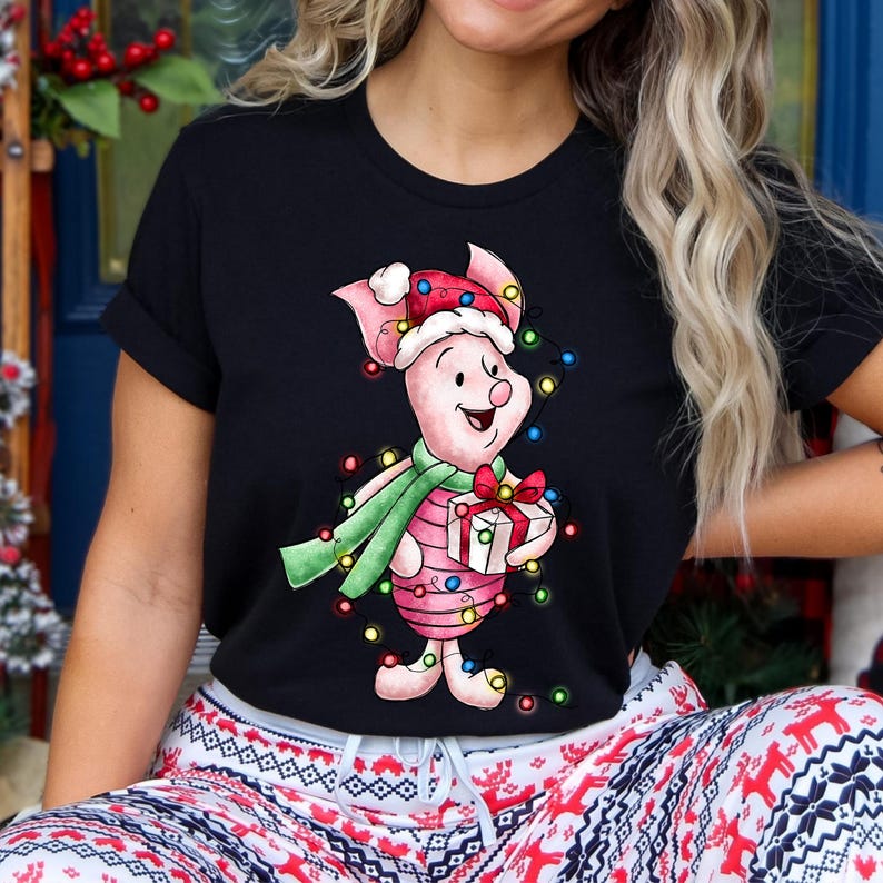 Winnie the Pooh Characters Christmas Shirt,The Pooh Eeyore Tigger Piglet Family Matching Christmas Tee,Disney Christmas Party Shirt,Xmas Tee