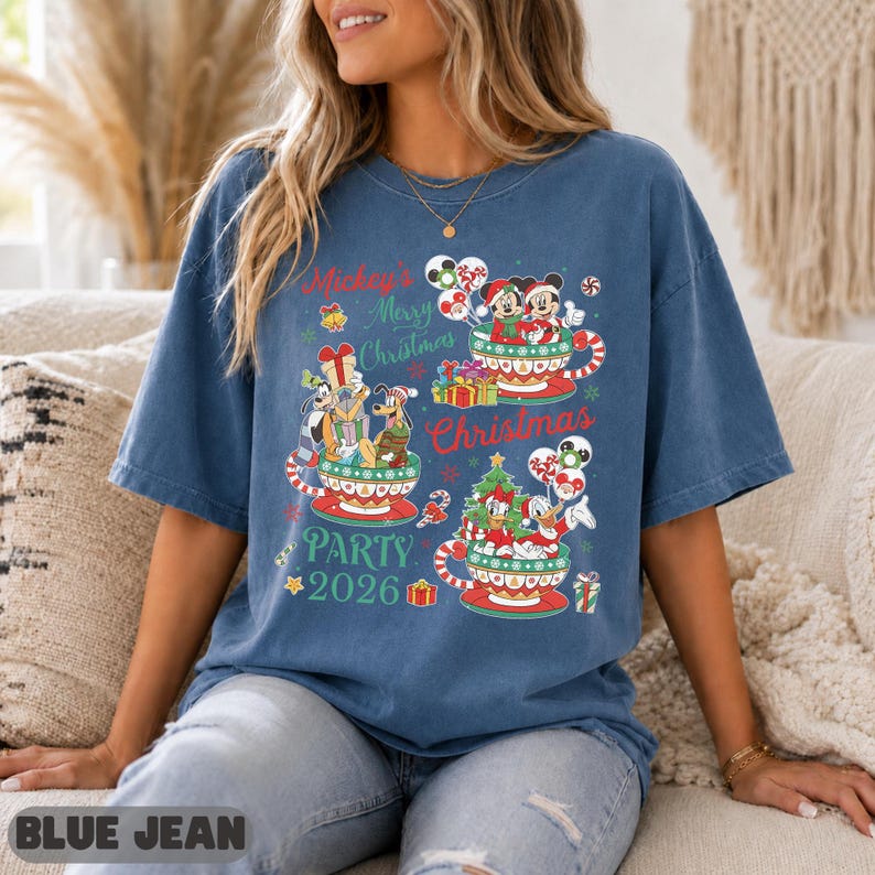 Disney Christmas Party 2026 Shirt, Teacup Mickey Friends Graphic Tee, Cute Matching Top, Teacup Party Family Gift Matching Sweatshirt Top
