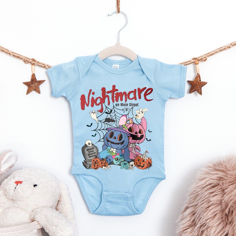 Nightmare On Main Street Halloween Shirt, Cute Spooky Stitch Angel Pumpkin Toddler Tee, Disney Trip Youth Sweatshirt