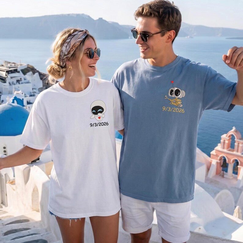Embroidered Stitch Angel Couple Shirt, Custom Disney Family Matching Tee Gift