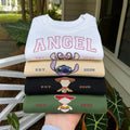 Embroidered Stitch Angel Sweatshirt, Custom Kids Disneyland Trip Crewneck Gift