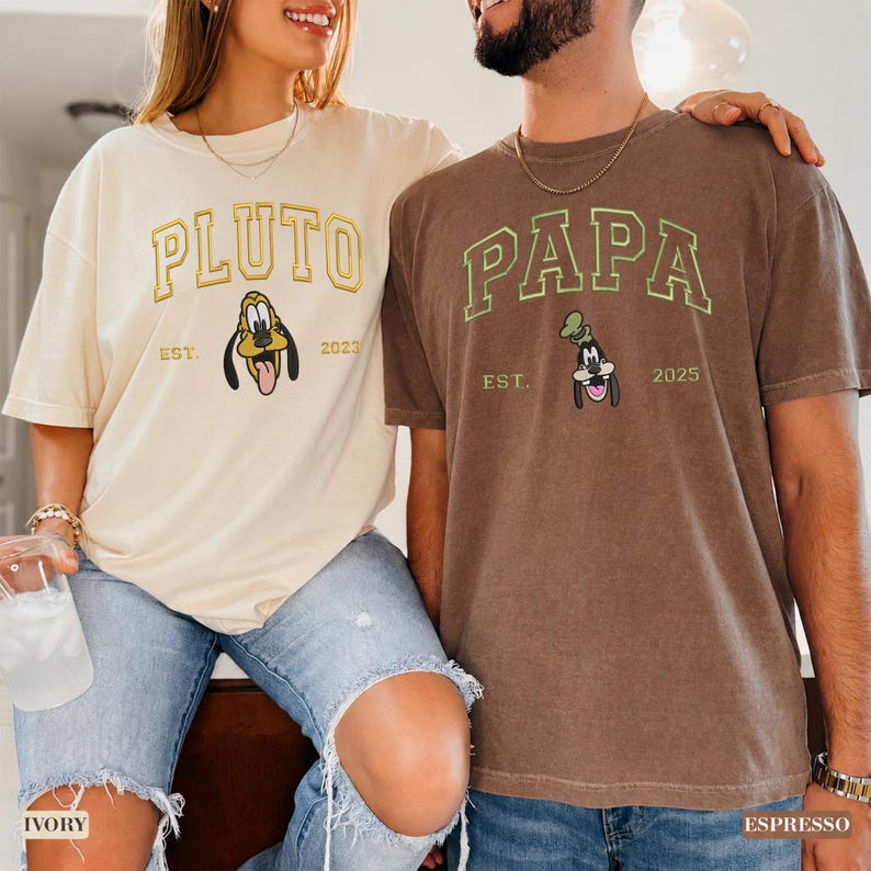 Embroidered Stitch Angel Couple Shirt, Custom Comfort Colors Disney Trip Tee
