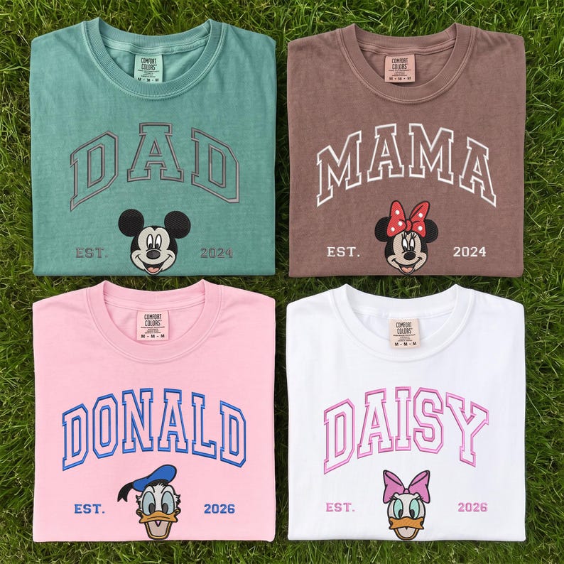 Embroidered Stitch Angel Couple Shirt, Custom Comfort Colors Disney Trip Tee