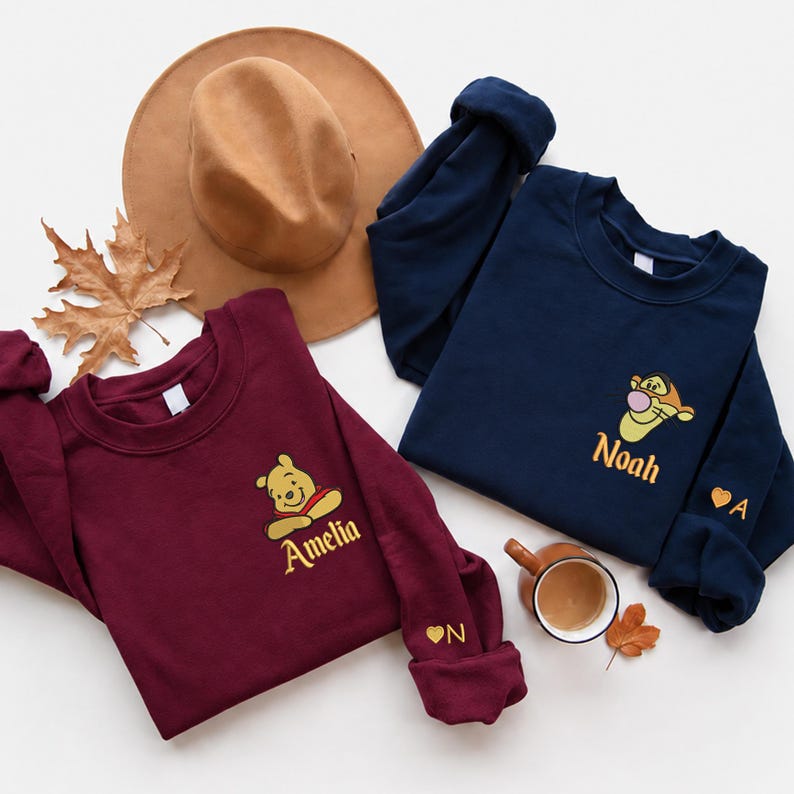 Custom Stitch Angel Couple Sweatshirt, Disney Family Name Pocket Crewneck Gift