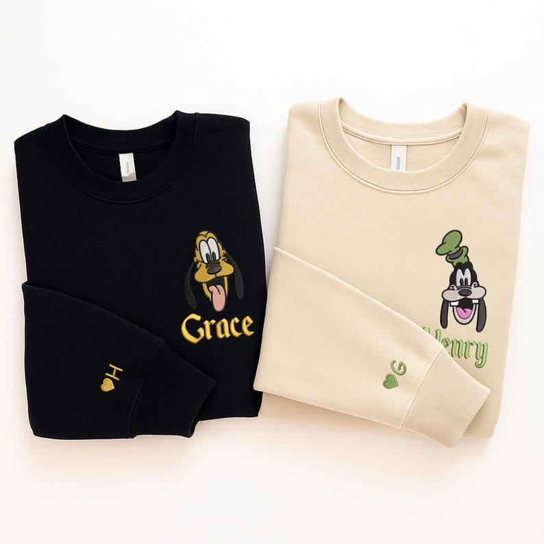 Custom Stitch Angel Couple Sweatshirt, Disney Family Name Pocket Crewneck Gift