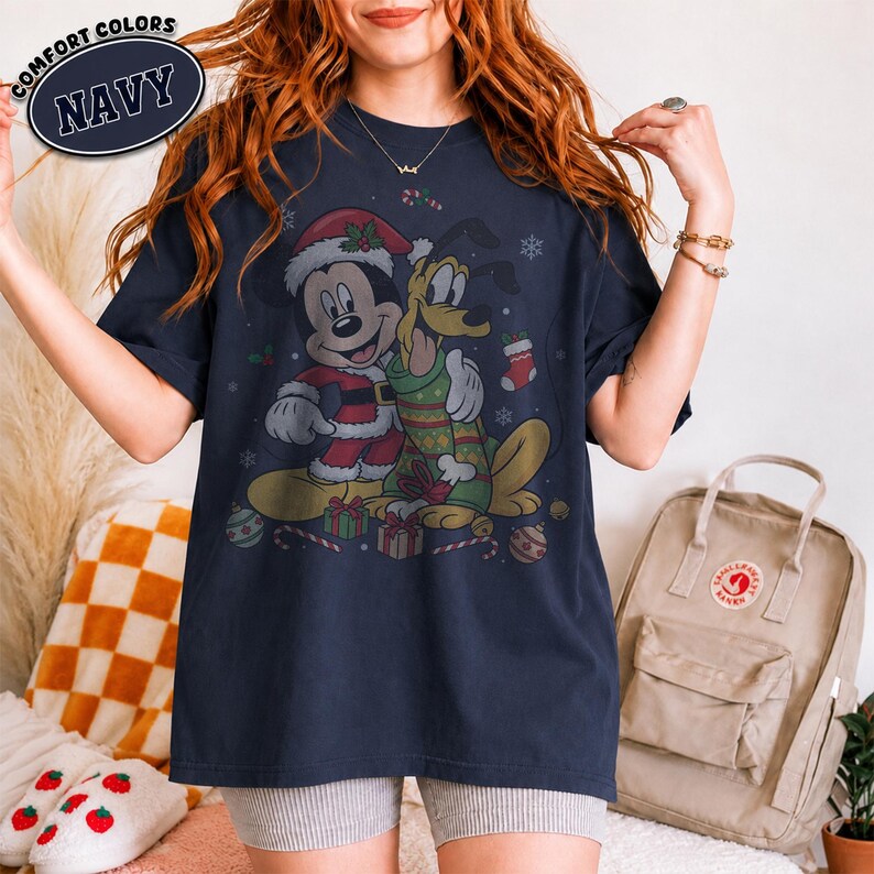 Vintage Mickey Pluto Christmas Shirt, Retro Disney Best Friends Holiday Shirt, Disneyland Family Matching Christmas Vacation Trip Shirt 2026