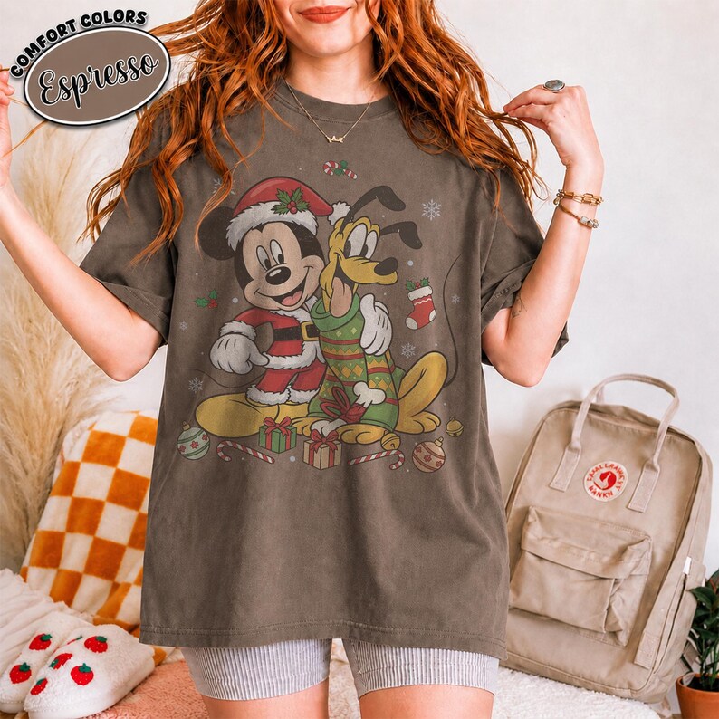 Vintage Mickey Pluto Christmas Shirt, Retro Disney Best Friends Holiday Shirt, Disneyland Family Matching Christmas Vacation Trip Shirt 2026