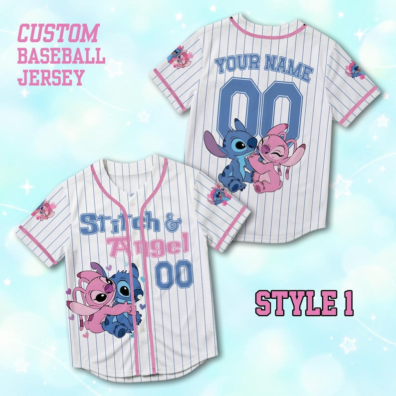 Blue Alien Pink Alien Baseball Jersey, Custom Couple Jersey, Personalized Matching Jersey, Anniversary Birthday Gift