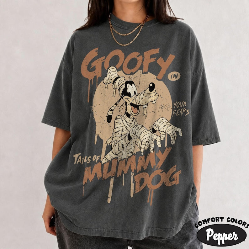Tails of Mummy Mouse Disney Halloween Shirt, Comfort Colors Mickey Minnie Daisy Donald Goofy Pluto Mummy Tee, Retro Spooky Family Vacation