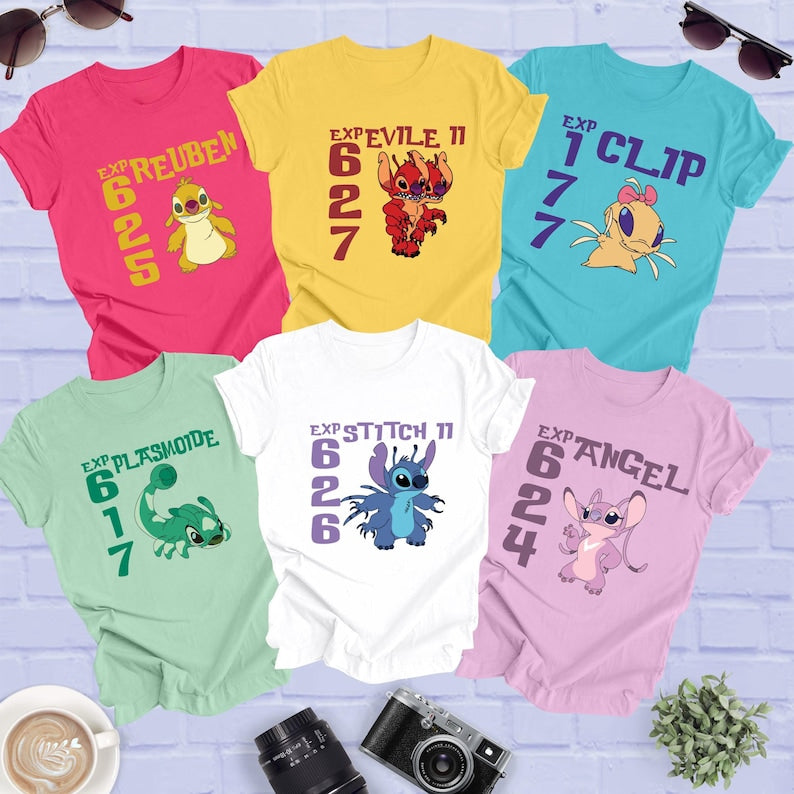 Stitch Experiment Shirt: Disney Family Tee ,All Experiment Charecters