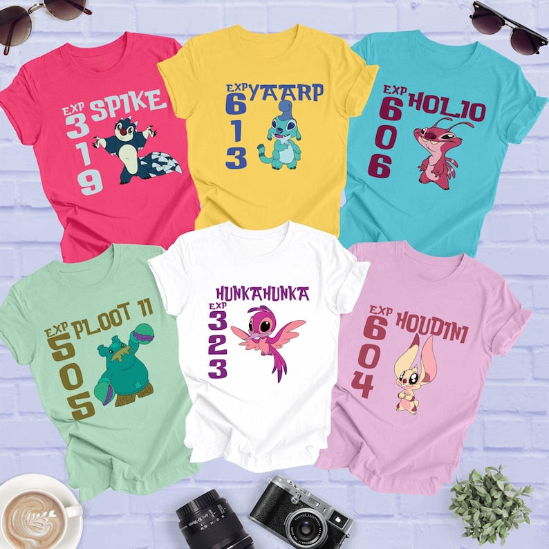 Stitch Experiment Shirt: Disney Family Tee ,All Experiment Charecters