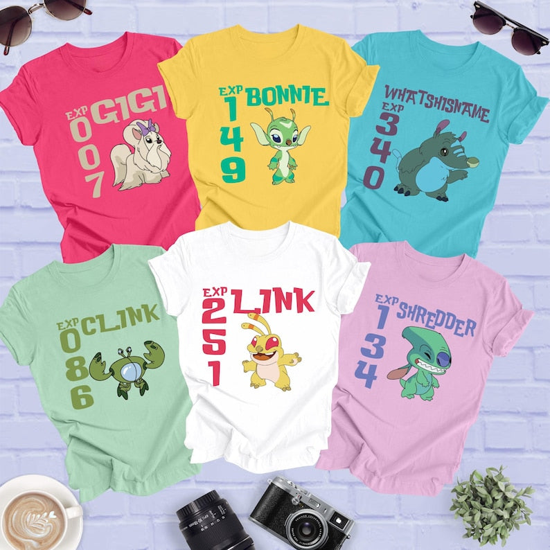 Stitch Experiment Shirt: Disney Family Tee ,All Experiment Charecters