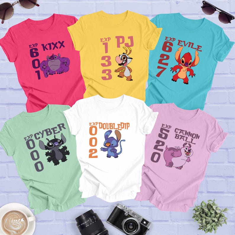 Stitch Experiment Shirt: Disney Family Tee ,All Experiment Charecters