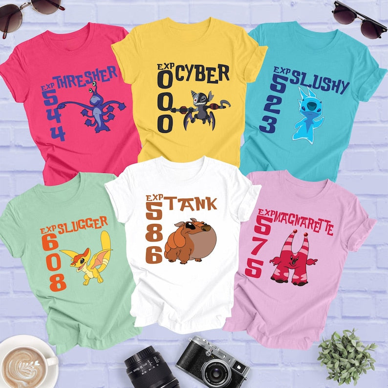 Stitch Experiment Shirt: Disney Family Tee ,All Experiment Charecters