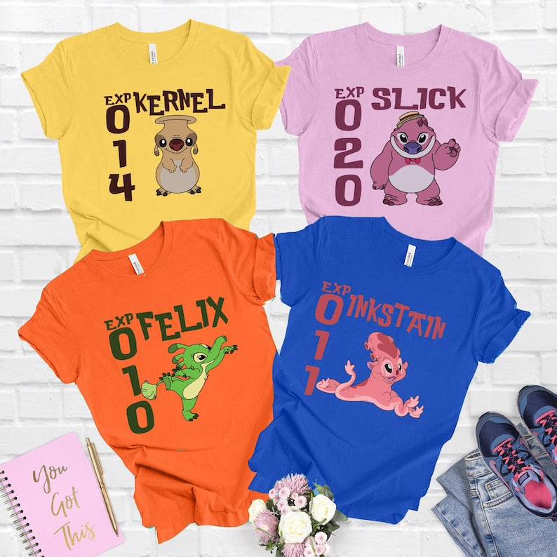 Stitch Experiment Shirt: Disney Family Tee ,All Experiment Charecters
