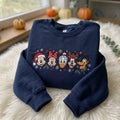 Disney Christmas Embroidered Sweatshirt, Mickey Minnie Donald Goofy Pluto Holiday  Comfort Color T-shirt, Classic Characters Xmas Shirt