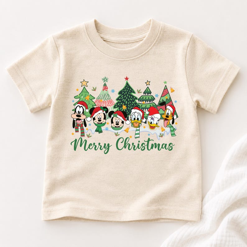 Christmas Shirt Toddler Kids Xmas Baby Bodysuit Youth Sweatshirt Donald Holiday Gift Mickey Friends Winter Trees Merry Tees Goofy Pluto Tops