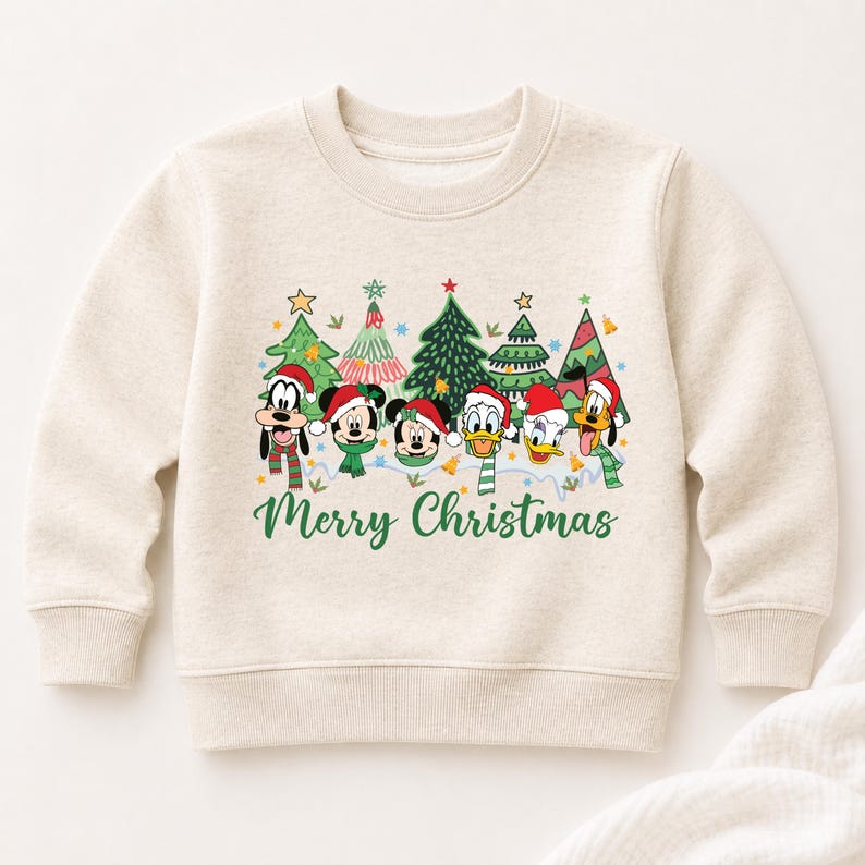 Christmas Shirt Toddler Kids Xmas Baby Bodysuit Youth Sweatshirt Donald Holiday Gift Mickey Friends Winter Trees Merry Tees Goofy Pluto Tops