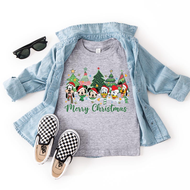 Christmas Shirt Toddler Kids Xmas Baby Bodysuit Youth Sweatshirt Donald Holiday Gift Mickey Friends Winter Trees Merry Tees Goofy Pluto Tops