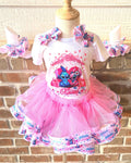 Stitch Inspired Birthday Outfit, Angel Tutu Set, Pink Tutu, Girl Birthday Outfit