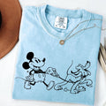 Mickey and Pluto Dog Walking Shirt, Comfort Colors Disney Tee, Classic Cartoon Graphic T-Shirt, Unisex Theme Park Outfit, Dog Lover Gift