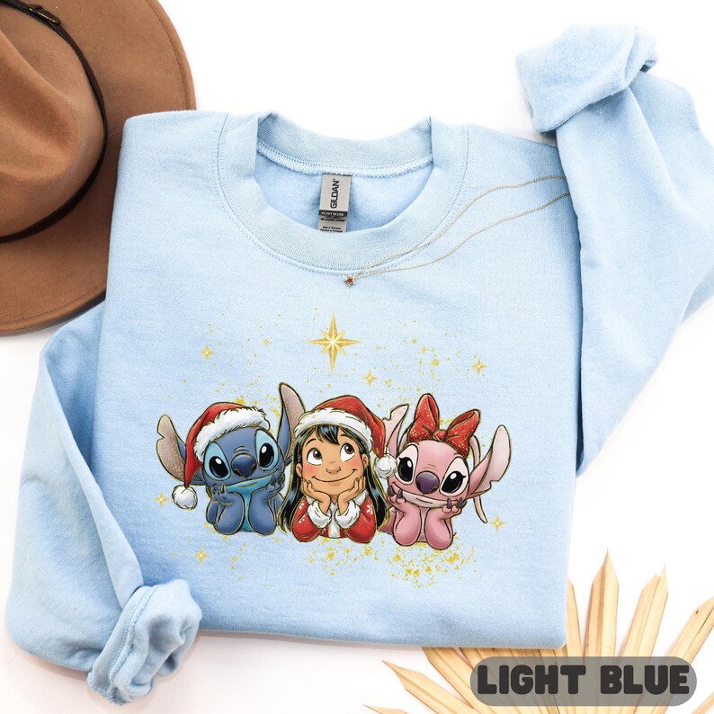 Personalized Disney Stitch Merry Christmas Shirt, Stitchmas Friends Graphic Tee, Cute Matching Top, Stitchmas Family Matching Sweatshirt Top