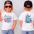 Disney Stitch Birthday Girl Shirt, Lilo Angel Custom Age Number Tee, Double Sided Birthday Girl Tops, Kids Theme Park Party Outfits