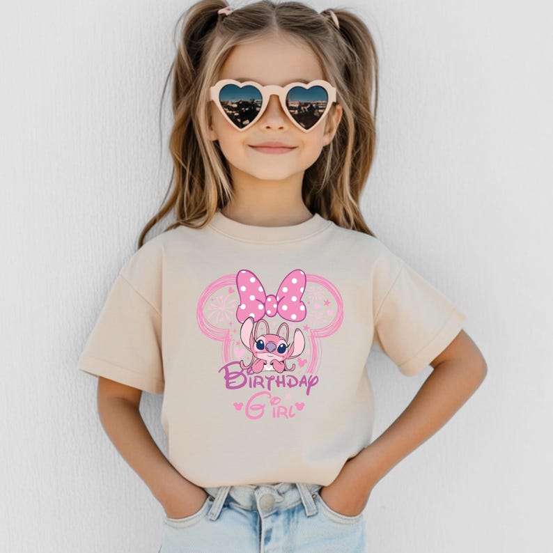 Disney Stitch Birthday Boy Girl Shirt, Cute Angel Ears Fireworks Tee, Matching Sibling Party Tops, Kids Magical Theme Park Shirts