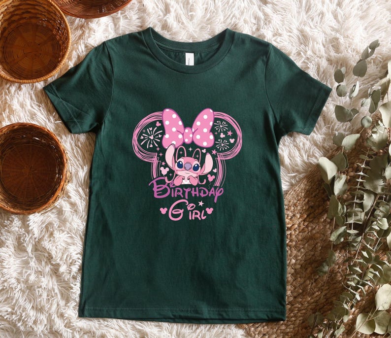 Disney Stitch Birthday Boy Girl Shirt, Cute Angel Ears Fireworks Tee, Matching Sibling Party Tops, Kids Magical Theme Park Shirts