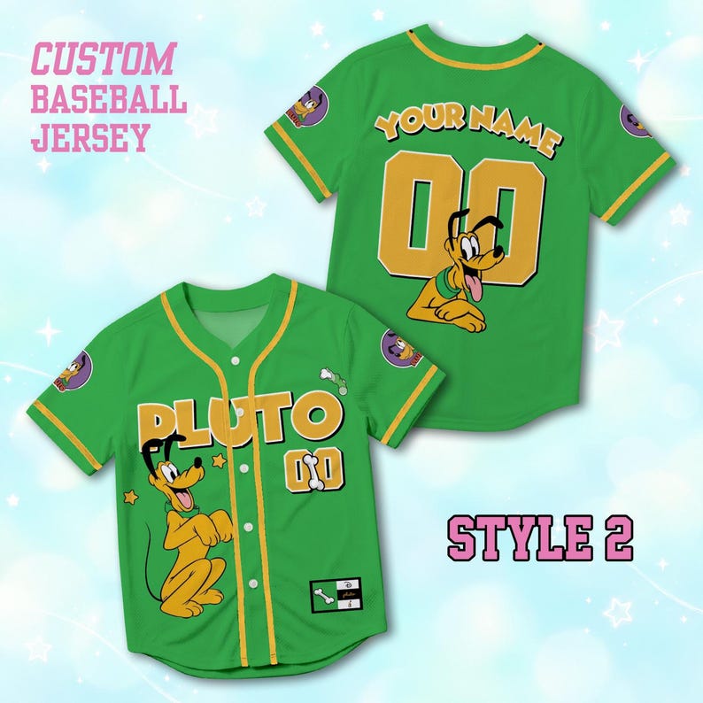 Custom Pluto Baseball Jersey, Personalized Dog Lover Disney Trip Shirt, Matching Family Baseball Shirt, Birthday Gift Men Women