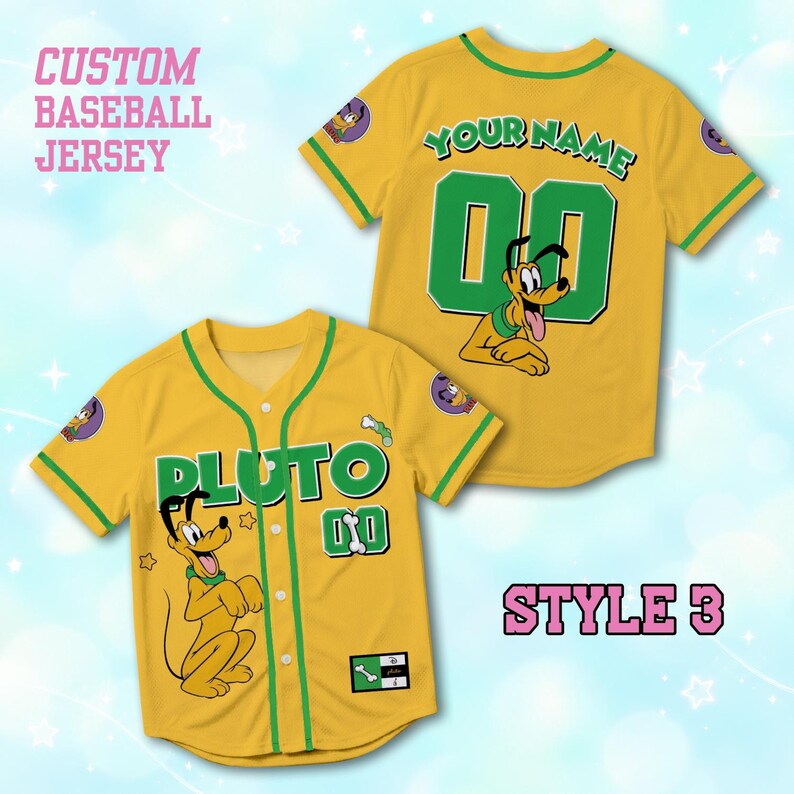 Custom Pluto Baseball Jersey, Personalized Dog Lover Disney Trip Shirt, Matching Family Baseball Shirt, Birthday Gift Men Women