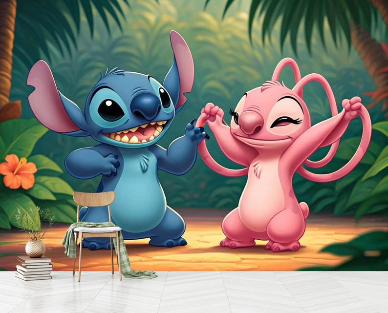 Stitch and Angel Wallpaper,Kids Room Wall Mural