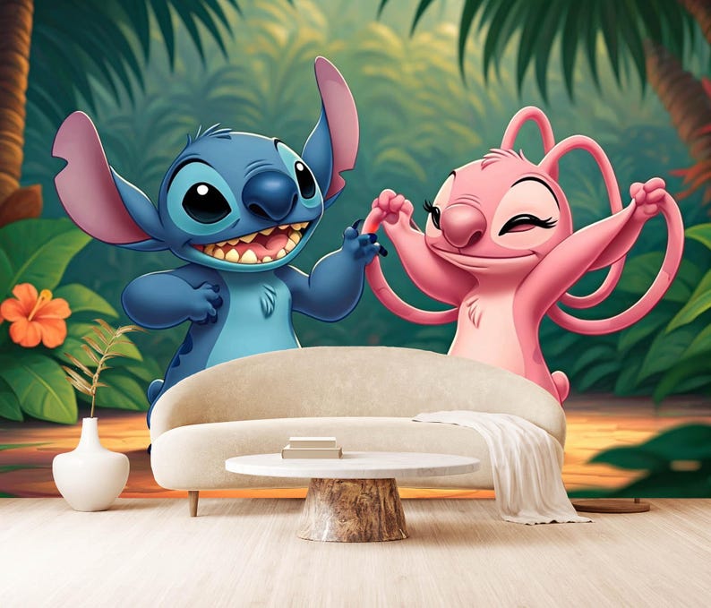 Stitch and Angel Wallpaper,Kids Room Wall Mural