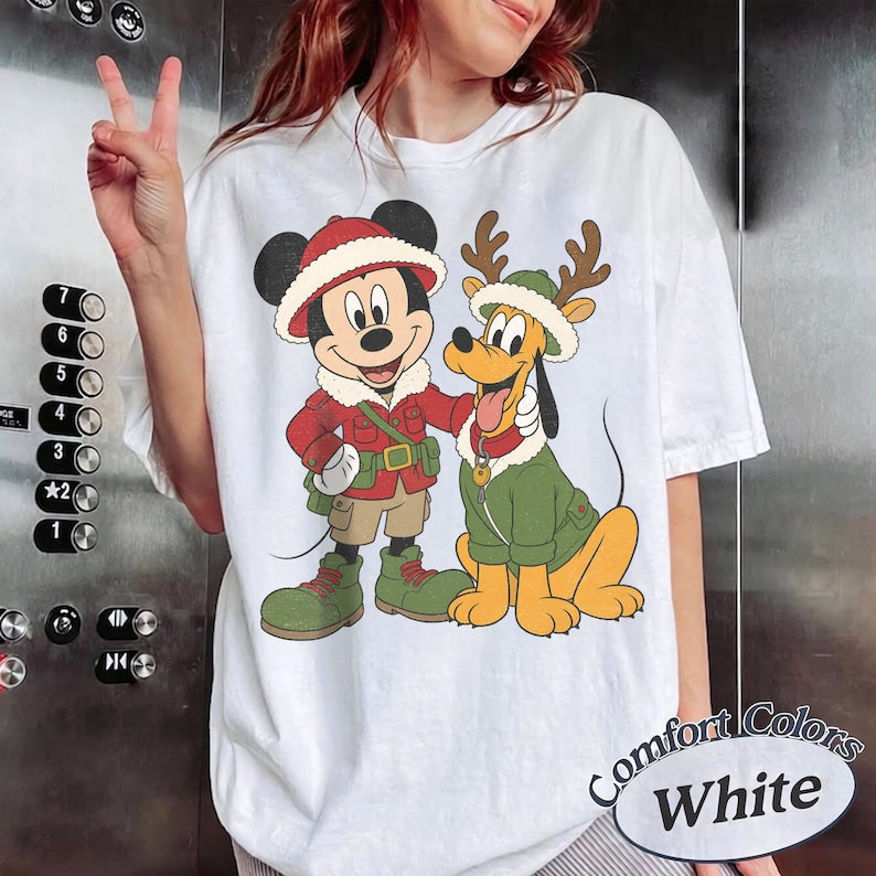 Comfort Colors Mickey and Pluto Safari Leopard Christmas product image 2