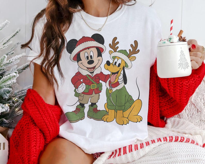 Comfort Colors Mickey and Pluto Safari Leopard Christmas product image 5