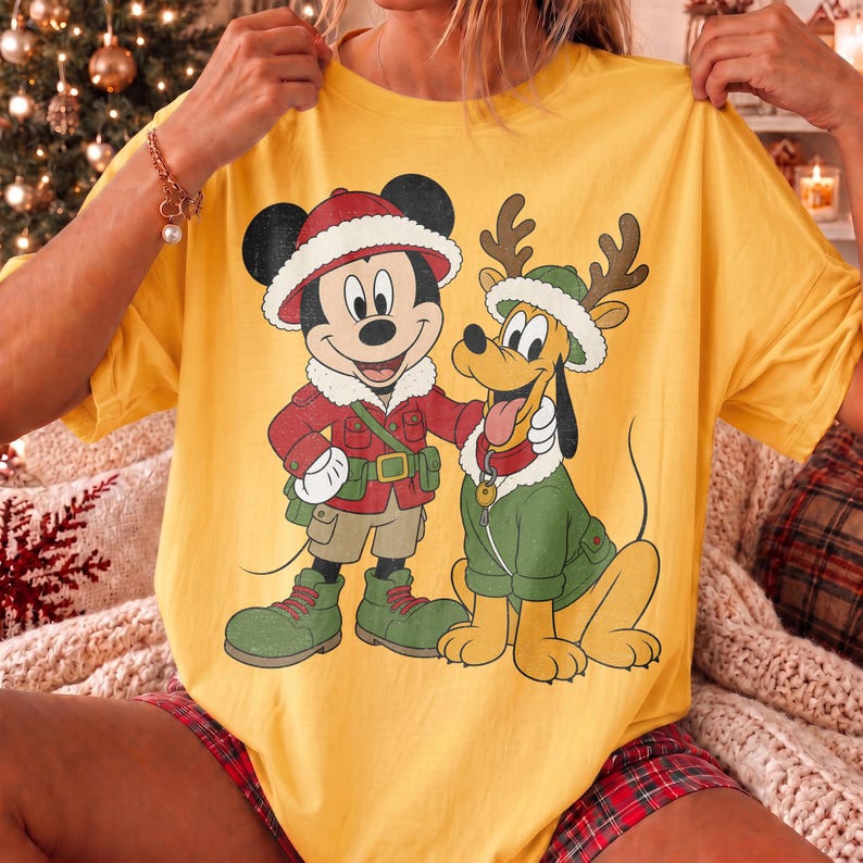 Comfort Colors Mickey and Pluto Safari Leopard Christmas product image 3