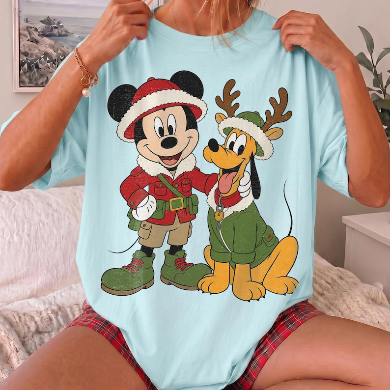 Comfort Colors Mickey and Pluto Safari Leopard Christmas product image 6