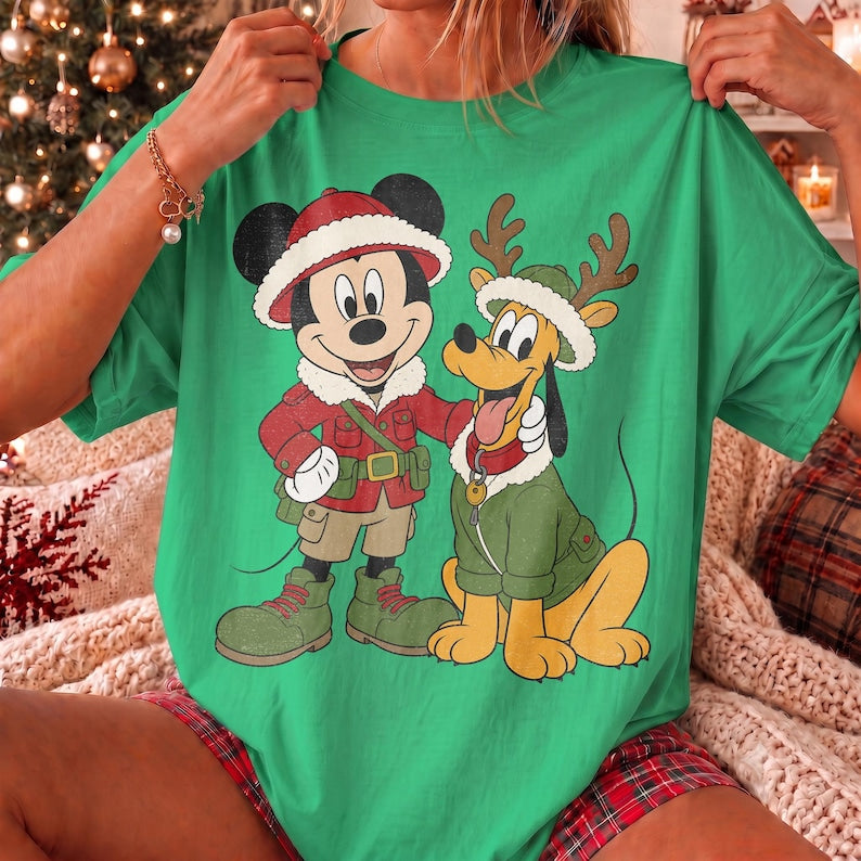 Comfort Colors Mickey and Pluto Safari Leopard Christmas product image 7