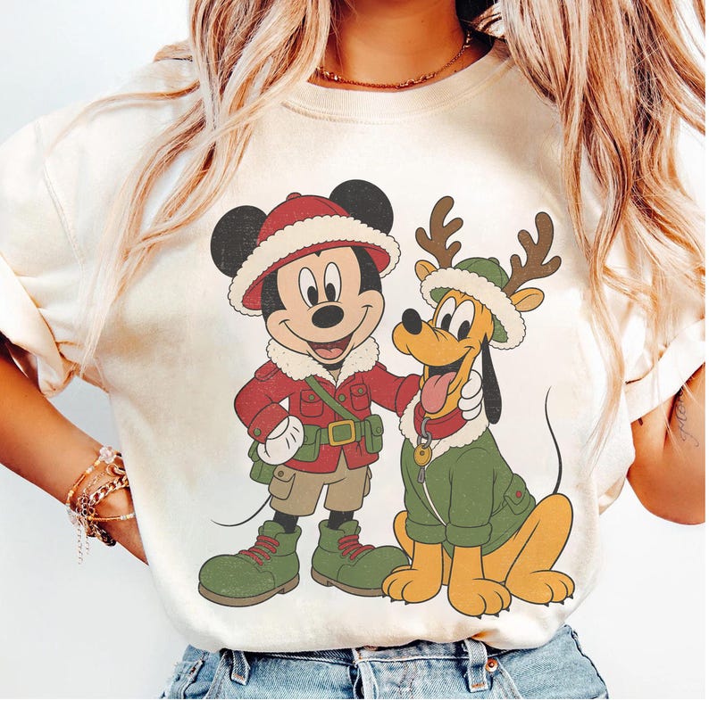 Comfort Colors Mickey and Pluto Safari Leopard Christmas product image 1