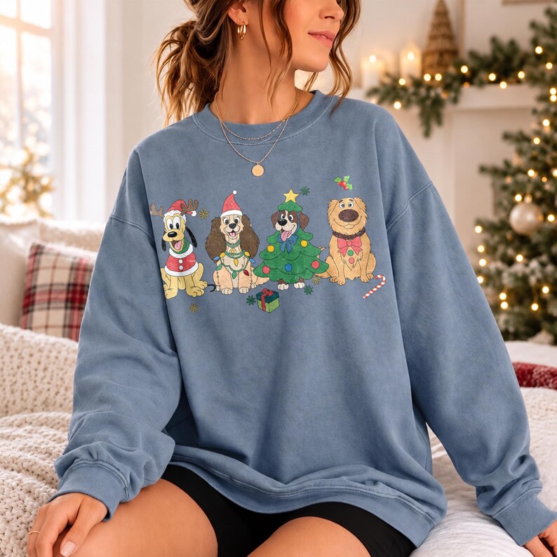 Christmas Disney Dogs Sweatshirt, Goofy Pluto Christmas Shirt, Lady Inspired Puppy Crewneck, Cute Disney Dog Holiday Gift