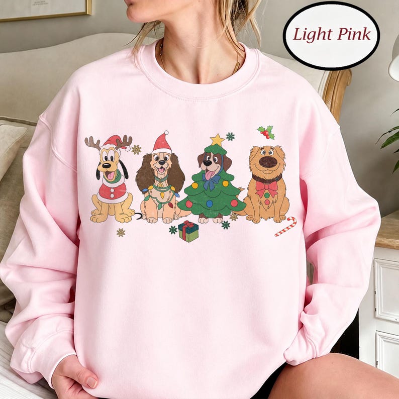 Christmas Disney Dogs Sweatshirt, Goofy Pluto Christmas Shirt, Lady Inspired Puppy Crewneck, Cute Disney Dog Holiday Gift