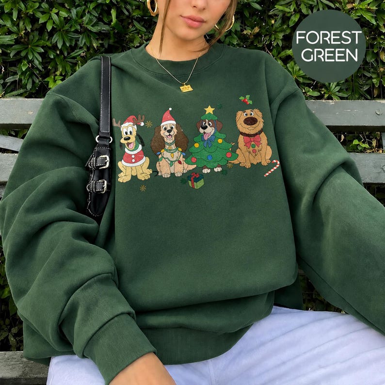 Christmas Disney Dogs Sweatshirt, Goofy Pluto Christmas Shirt, Lady Inspired Puppy Crewneck, Cute Disney Dog Holiday Gift