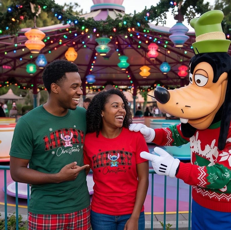 Stitch and Angel Christmas Couple T-Shirt, Lilo & Stitch Holiday Tee, Disney Christmas Shirt, Cute Gift for Kids