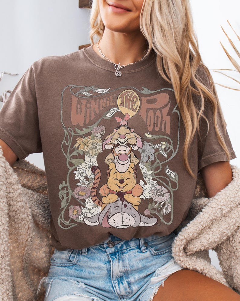 Comfort Colors® Vintage Pooh Boxy Tee, Pooh Bear Boxy Tee, Magic Kingdom Family Vacation 2026 Tank top, WDW Disneyland Trip Shirt