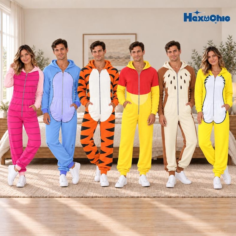 Halloween Winnie The Pooh Costume Pajamas Jumpsuit, Pooh Piglet Tigger Eeyore Cosplay Matching Group, Halloween Cosplay Costume