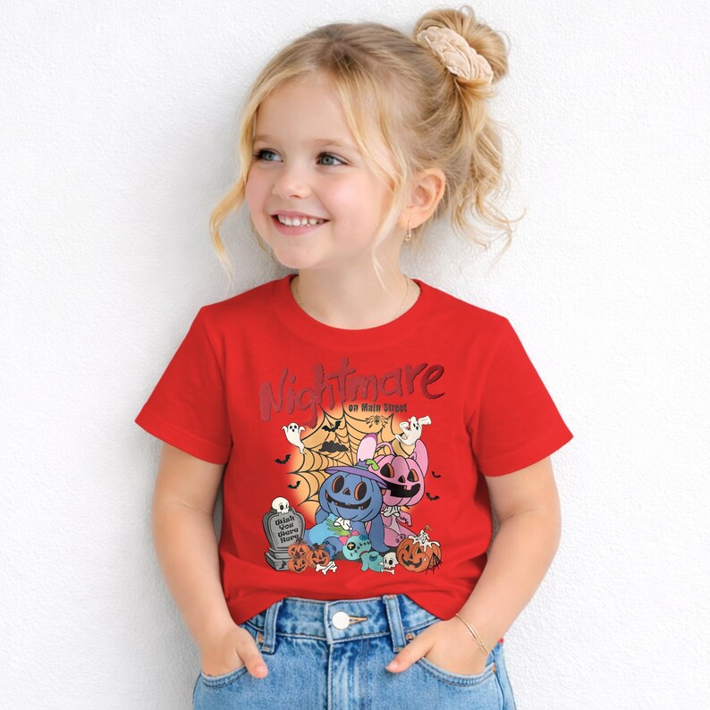 Stitch Halloween Toddler Shirt, Disney Halloween Kids Tee, Nightmare on Main Street Shirt, Stitch Angel Halloween Tee, Halloween Kids TShirt