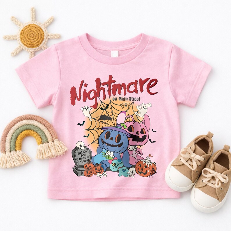 Stitch Halloween Toddler Shirt, Disney Halloween Kids Tee, Nightmare on Main Street Shirt, Stitch Angel Halloween Tee, Halloween Kids TShirt