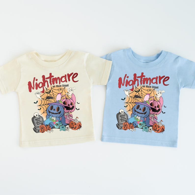Stitch Halloween Toddler Shirt, Disney Halloween Kids Tee, Nightmare on Main Street Shirt, Stitch Angel Halloween Tee, Halloween Kids TShirt